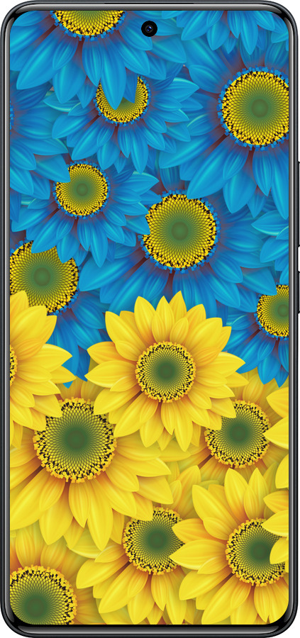 Силиконовый чехол Жёлто-голубые цветы для Xiaomi Redmi Note 15 Pro 4G - 1048u-4211 изображение 