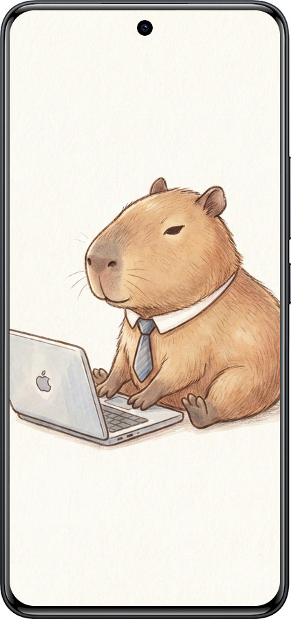 Силіконовий чехол Funny Capybara CEO Working для Xiaomi Redmi Note 15 Pro 4G - 6777u-4211 изображение 