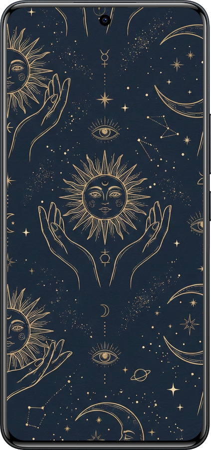 Силиконовый чехол Celestial Harmony: Sun & Moon Gold Mystic Pattern для Xiaomi Redmi Note 15 Pro 4G - 6778u-4211 изображение 
