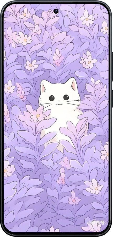 Силіконовий чехол Котик в цветах для Xiaomi Redmi Note 15 Pro 5G - 6390u-4154 изображение 