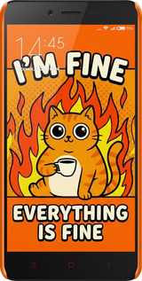 3D пластиковий матовий чехол Funny Cat для Xiaomi Redmi Note 2 - 6786m-96 изображение 