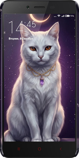 3D пластиковий матовий чехол Mystic White Cat Gothic Dark Purple Gold для Xiaomi Redmi Note 2 - 6805m-96 изображение 