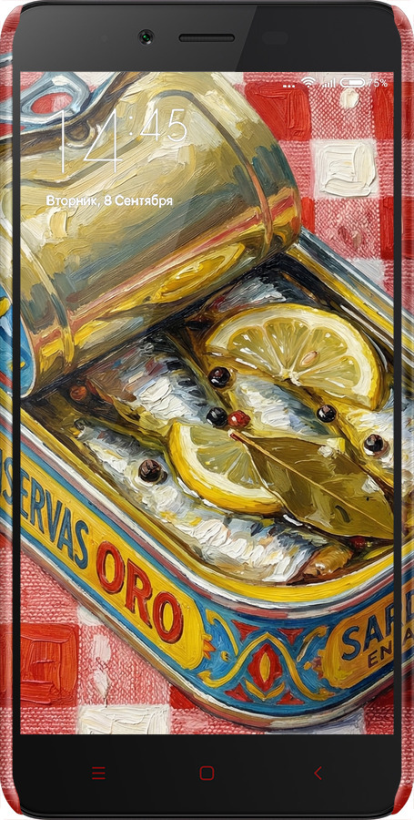 3D пластиковий матовий чехол Vintage Sardine Tin Phone для Xiaomi Redmi Note 2 - 6772m-96 изображение 