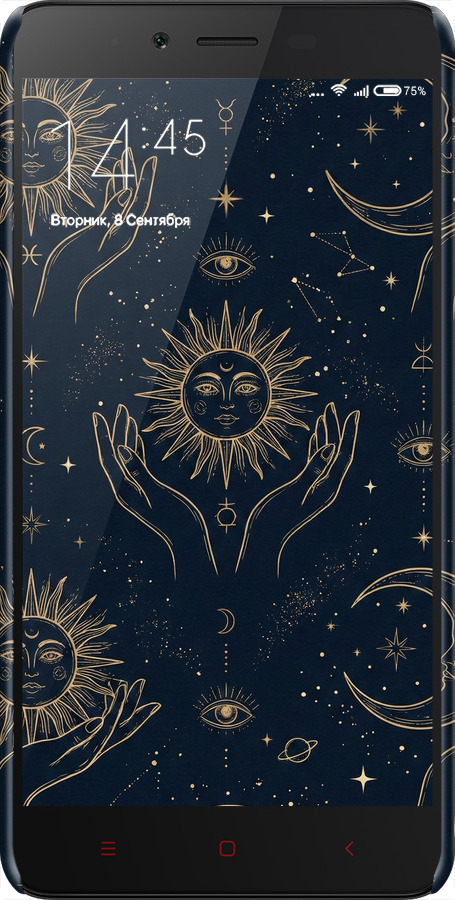 3D пластиковый матовый чехол Celestial Harmony: Sun & Moon Gold Mystic Pattern для Xiaomi Redmi Note 2 - 6778m-96 изображение 