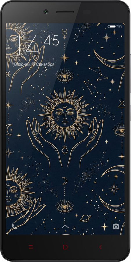 2D пластиковий чехол Celestial Harmony: Sun & Moon Gold Mystic Pattern для Xiaomi Redmi Note 2 - 6778t-96 изображение 