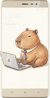 3D пластиковый глянцевый чехол Funny Capybara CEO Working для Xiaomi Redmi Note 3 pro - 6777c-335 изображение 