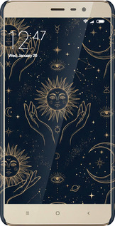 3D пластиковый глянцевый чехол Celestial Harmony: Sun & Moon Gold Mystic Pattern для Xiaomi Redmi Note 3 pro - 6778c-335 изображение 