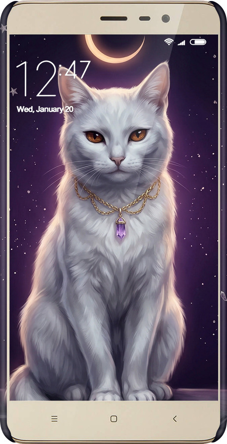 3D пластиковый матовый чехол Mystic White Cat Gothic Dark Purple Gold для Xiaomi Redmi Note 3 - 6805m-95 изображение 