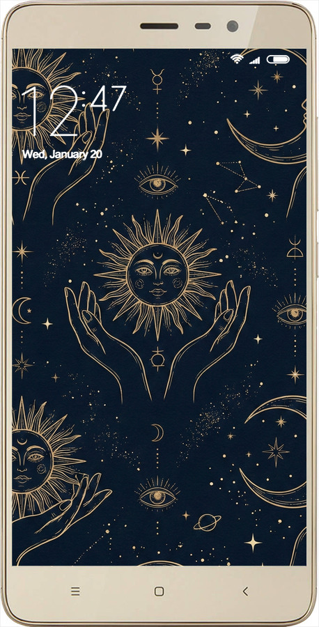 2D пластиковый чехол Celestial Harmony: Sun & Moon Gold Mystic Pattern для Xiaomi Redmi Note 3 - 6778t-95 изображение 