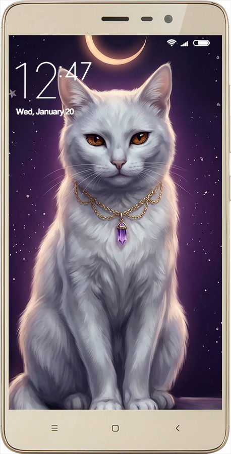 2D пластиковий чехол Mystic White Cat Gothic Dark Purple Gold для Xiaomi Redmi Note 3 pro - 6805t-335 изображение 