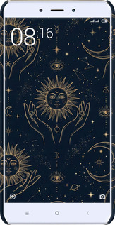 3D пластиковый матовый чехол Celestial Harmony: Sun & Moon Gold Mystic Pattern для Xiaomi Redmi Note 4 - 6778m-352 изображение 