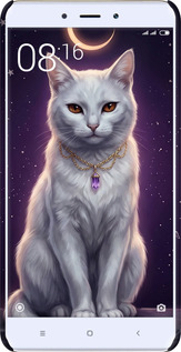 3D пластиковый матовый чехол Mystic White Cat Gothic Dark Purple Gold для Xiaomi Redmi Note 4 - 6805m-352 изображение 