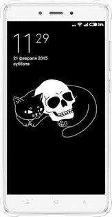 Силикон с усиленными углами чехол С изображением кота и черепа для Xiaomi Redmi Note 4 - 6491sp-352 изображение 