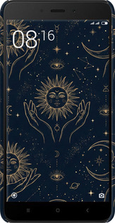 3D пластиковый матовый чехол Celestial Harmony: Sun & Moon Gold Mystic Pattern для Xiaomi Redmi Note 4X - 6778m-951 изображение 