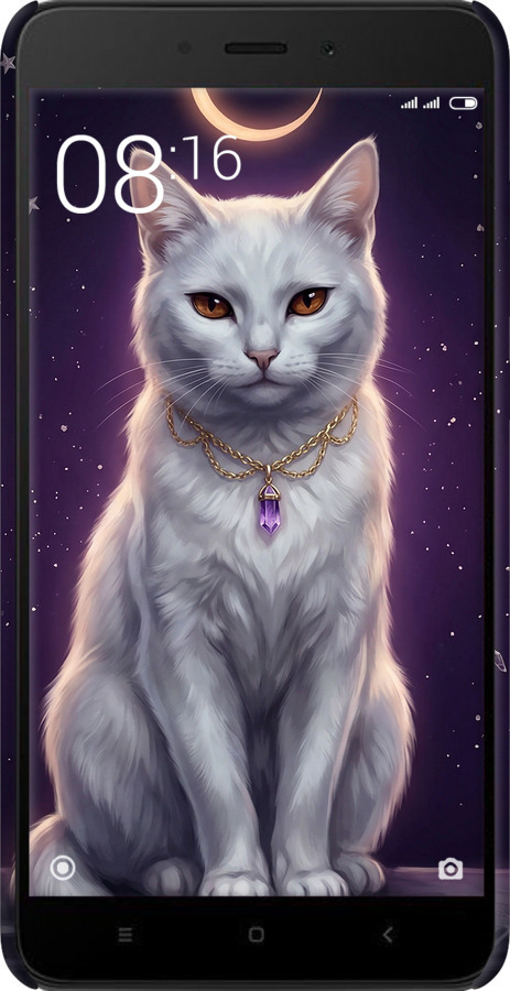 3D пластиковий матовий чехол Mystic White Cat Gothic Dark Purple Gold для Xiaomi Redmi Note 4X - 6805m-951 изображение 
