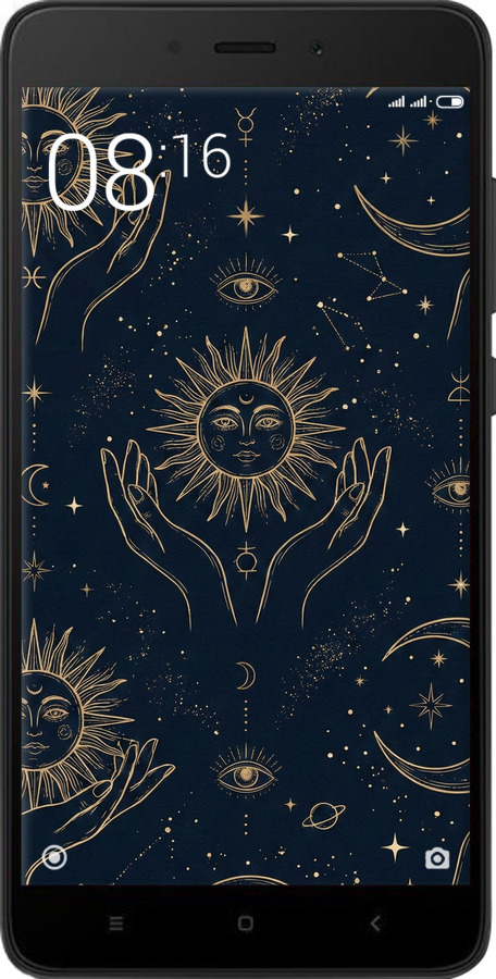 2D пластиковий чехол Celestial Harmony: Sun & Moon Gold Mystic Pattern для Xiaomi Redmi Note 4X - 6778t-951 изображение 