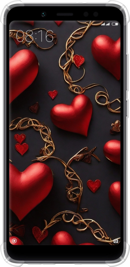 Силикон с усиленными углами чехол Сердечки для Xiaomi Redmi Note 5 Pro - 5831sp-1353 изображение 