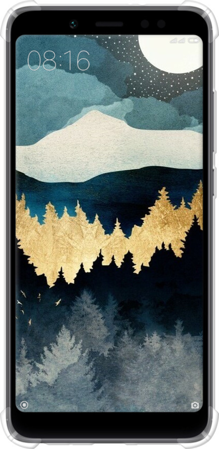 Силикон с усиленными углами чехол Ночной пейзаж с лесом и горами для Xiaomi Redmi Note 5 - 6493sp-1516 изображение 