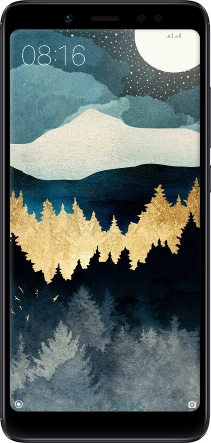 2D пластиковий чехол Нічний краєвид з лісом та горами для Xiaomi Redmi Note 5 Pro - 6493t-1353 изображение 