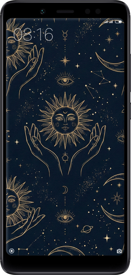 2D пластиковый чехол Celestial Harmony: Sun & Moon Gold Mystic Pattern для Xiaomi Redmi Note 5 Pro - 6778t-1353 изображение 