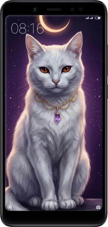 2D пластиковый чехол Mystic White Cat Gothic Dark Purple Gold для Xiaomi Redmi Note 5 - 6805t-1516 изображение 