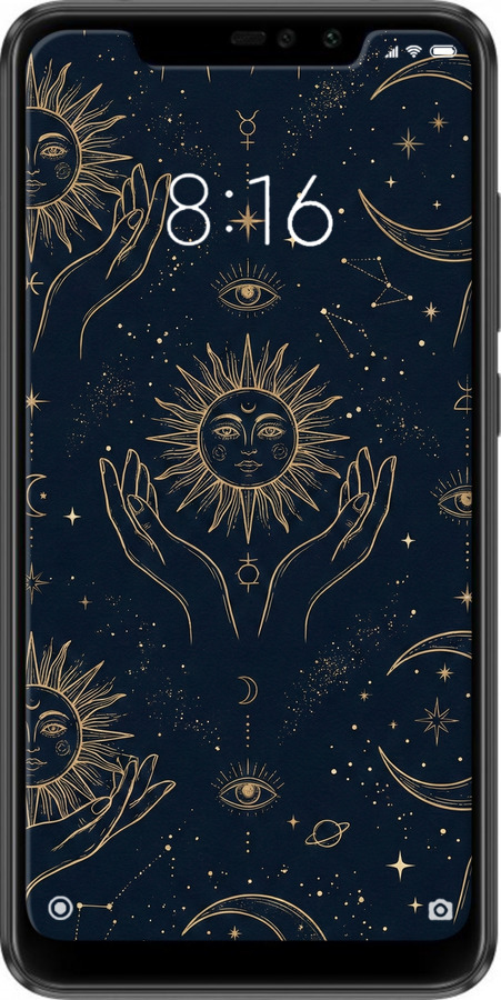 TPU чехол Celestial Harmony: Sun & Moon Gold Mystic Pattern для Xiaomi Redmi Note 6 Pro - 6778b-1551 изображение 