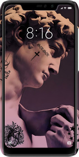 3D пластиковый матовый чехол Давид для Xiaomi Redmi Note 6 Pro - 6302m-1551 изображение 