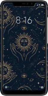 3D пластиковий матовий чехол Celestial Harmony: Sun & Moon Gold Mystic Pattern для Xiaomi Redmi Note 6 Pro - 6778m-1551 изображение 