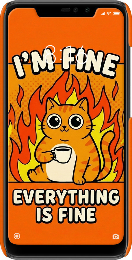 3D пластиковый матовый чехол Funny Cat для Xiaomi Redmi Note 6 Pro - 6786m-1551 изображение 