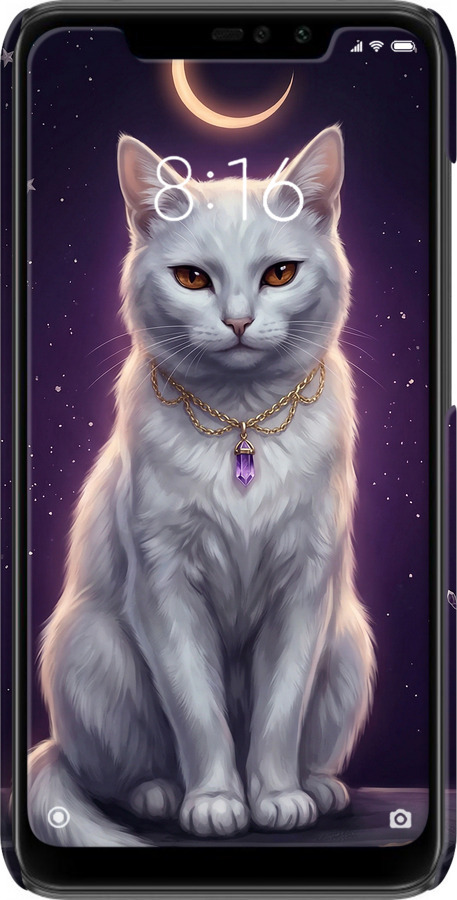 3D пластиковий матовий чехол Mystic White Cat Gothic Dark Purple Gold для Xiaomi Redmi Note 6 Pro - 6805m-1551 изображение 