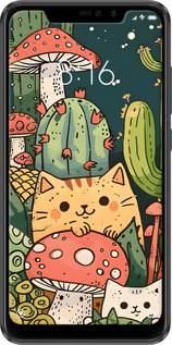 2D пластиковий чехол Коти гриби для Xiaomi Redmi Note 6 Pro - 6321t-1551 изображение 