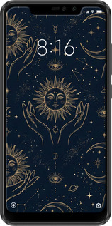 Силіконовий чехол Celestial Harmony: Sun & Moon Gold Mystic Pattern для Xiaomi Redmi Note 6 Pro - 6778u-1551 изображение 
