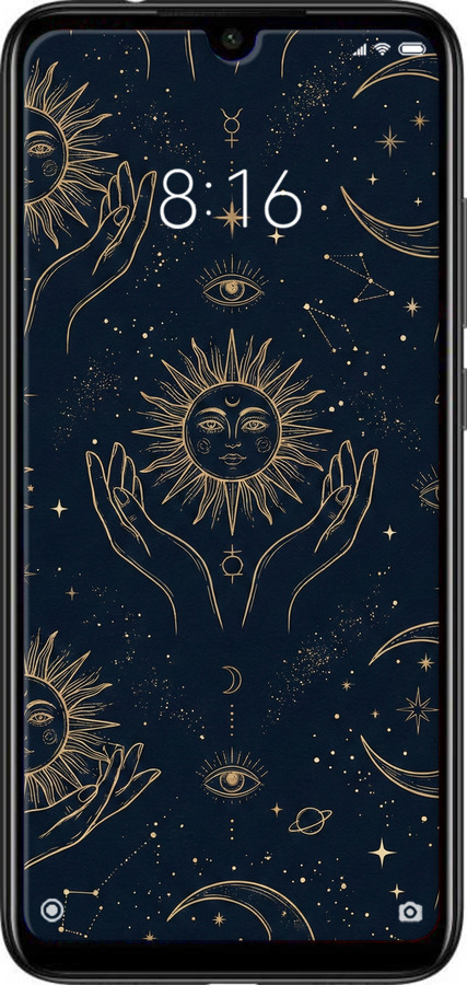TPU чехол Celestial Harmony: Sun & Moon Gold Mystic Pattern для Xiaomi Redmi Note 7 - 6778b-1639 изображение 