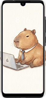 3D пластиковый матовый чехол Funny Capybara CEO Working для Xiaomi Redmi Note 7 - 6777m-1639 изображение 