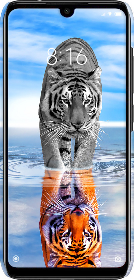 3D пластиковий матовий чехол Тигр для Xiaomi Redmi Note 7 - 6016m-1639 изображение 