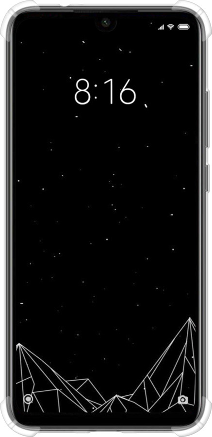 Силикон с усиленными углами чехол Черно белые абстрактные горы для Xiaomi Redmi Note 7 - 6437sp-1639 изображение 