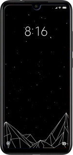 Силиконовый чехол Черно белые абстрактные горы для Xiaomi Redmi Note 7 - 6437u-1639 изображение 