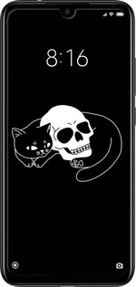 Силиконовый чехол С изображением кота и черепа для Xiaomi Redmi Note 7 - 6491u-1639 изображение 