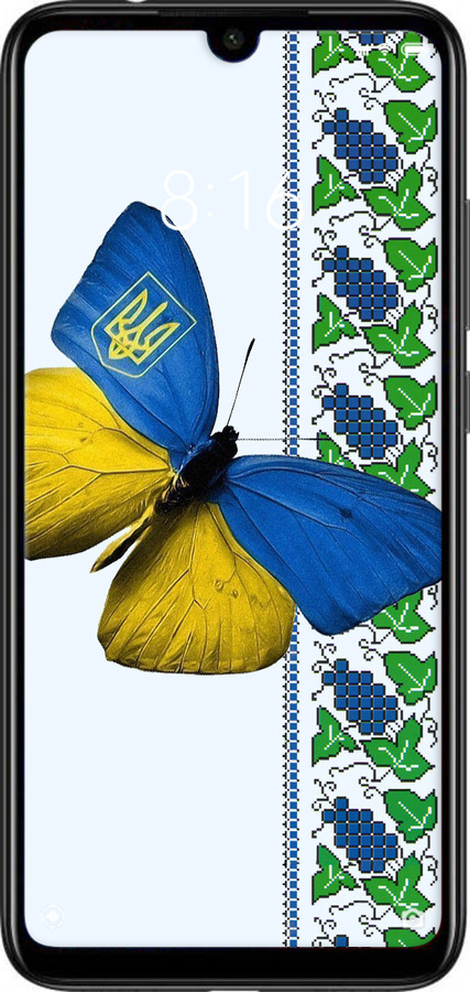Силиконовый чехол Желто-голубая бабочка для Xiaomi Redmi Note 7 - 1054u-1639 изображение 