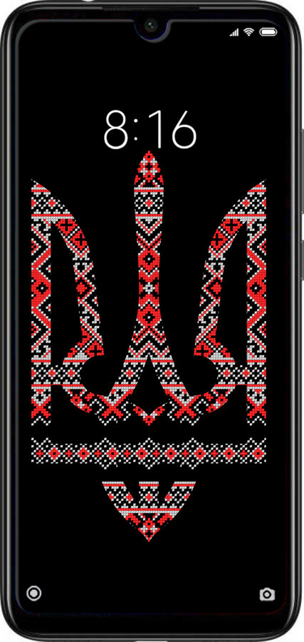 Силиконовый чехол Герб - вышиванка на черном фоне для Xiaomi Redmi Note 7 - 1196u-1639 изображение 