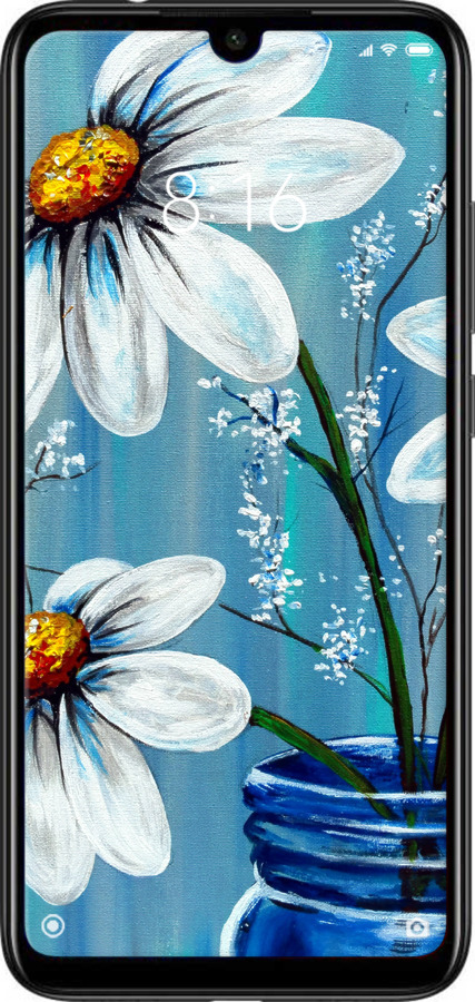 Силіконовий чехол Красиві арт-ромашки для Xiaomi Redmi Note 7 - 4031u-1639 изображение 