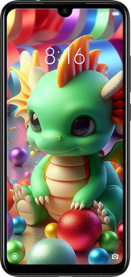 Силиконовый чехол Веселый дракончик для Xiaomi Redmi Note 7 - 5812u-1639 изображение 
