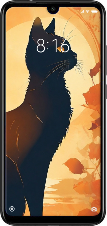 Силиконовый чехол Черная кошка v2 для Xiaomi Redmi Note 7 - 5830u-1639 изображение 
