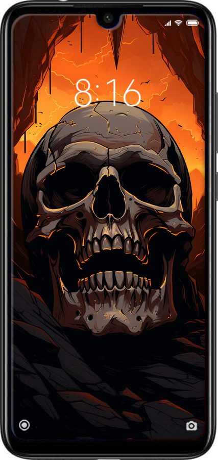 Силиконовый чехол Череп в пещере для Xiaomi Redmi Note 7 - 5959u-1639 изображение 