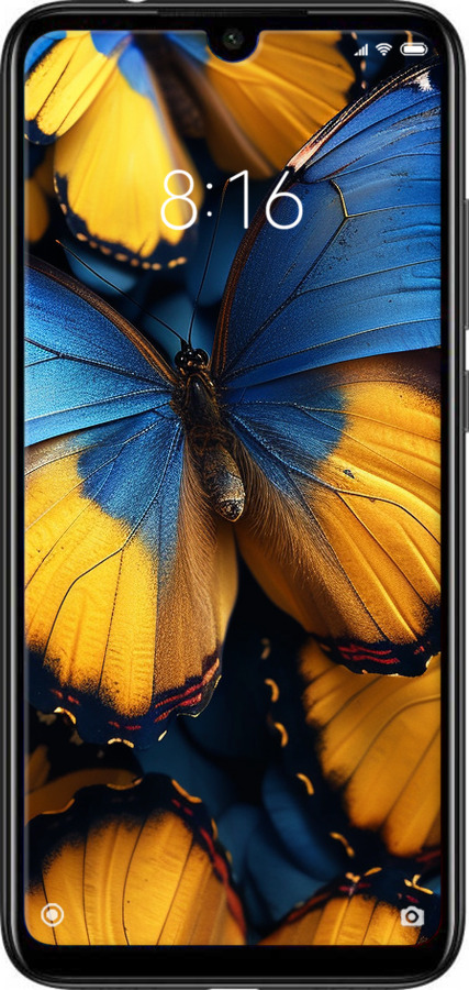 Силіконовий чехол Жовто-блакитні метелики для Xiaomi Redmi Note 7 - 6046u-1639 изображение 