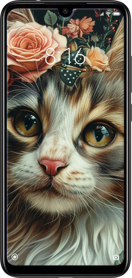Силіконовий чехол Cats and flowers для Xiaomi Redmi Note 7 - 6069u-1639 изображение 
