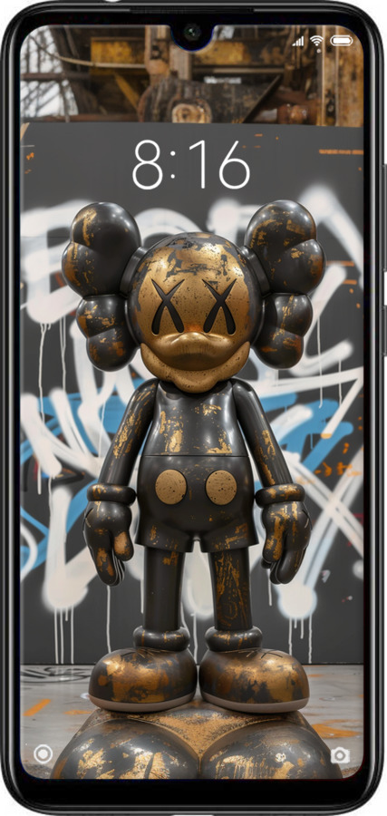 Силиконовый чехол Bronze kaws v3 для Xiaomi Redmi Note 7 - 6099u-1639 изображение 
