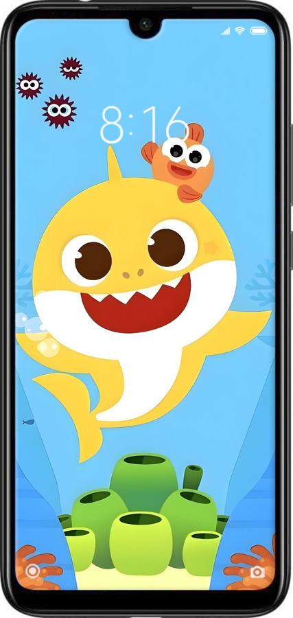 Силиконовый чехол Бейби Шарк для Xiaomi Redmi Note 7 - 6303u-1639 изображение 