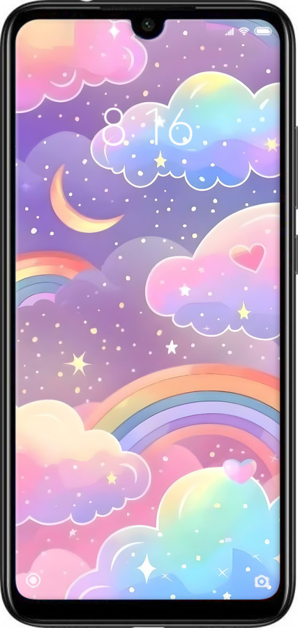 Силиконовый чехол Облака и радуга для Xiaomi Redmi Note 7 - 6312u-1639 изображение 
