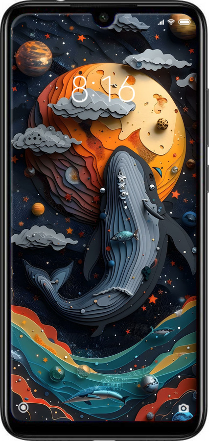 Силиконовый чехол Кит в космосе для Xiaomi Redmi Note 7 - 6328u-1639 изображение 